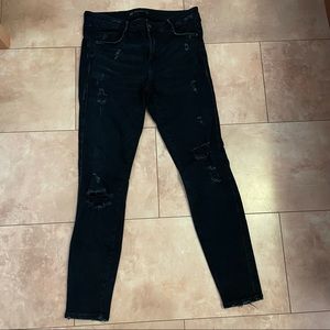 Zara Mid Waist Ripped Skinny Jeans